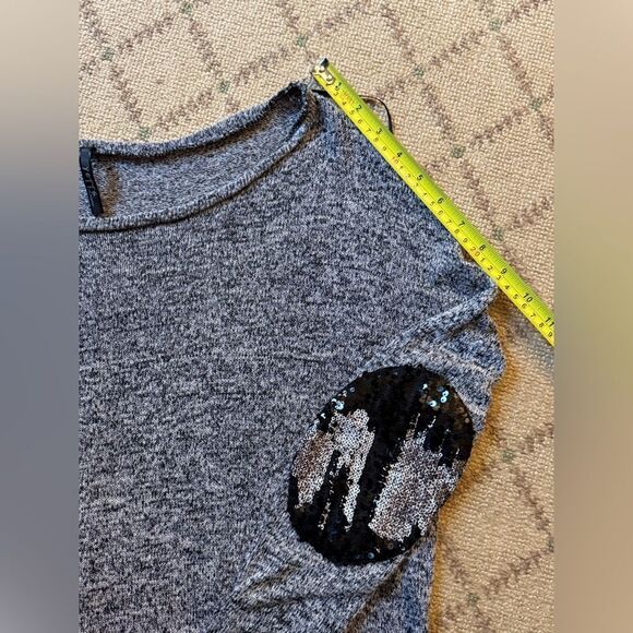 Yetts Los Angeles gray tunic with sequin elbow patches S - Picture 5 of 15